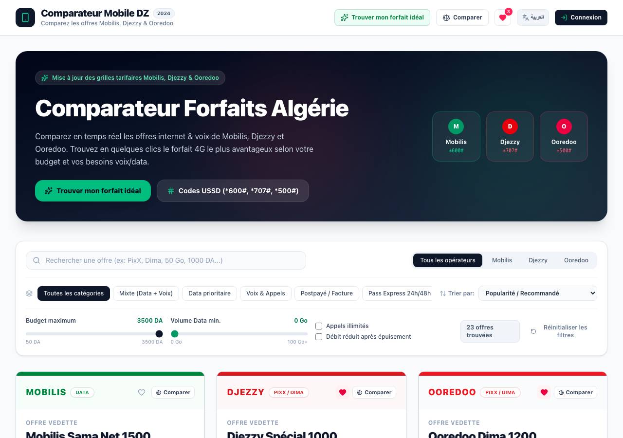 Screenshot of mobile-algerie.com taken by the zone census on 2026-09-02