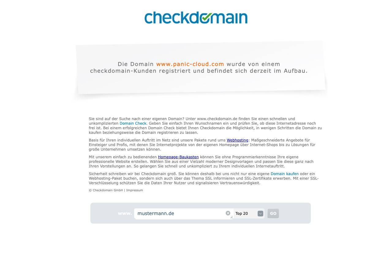 Screenshot of panic-cloud.com taken by the zone census on 2026-09-02
