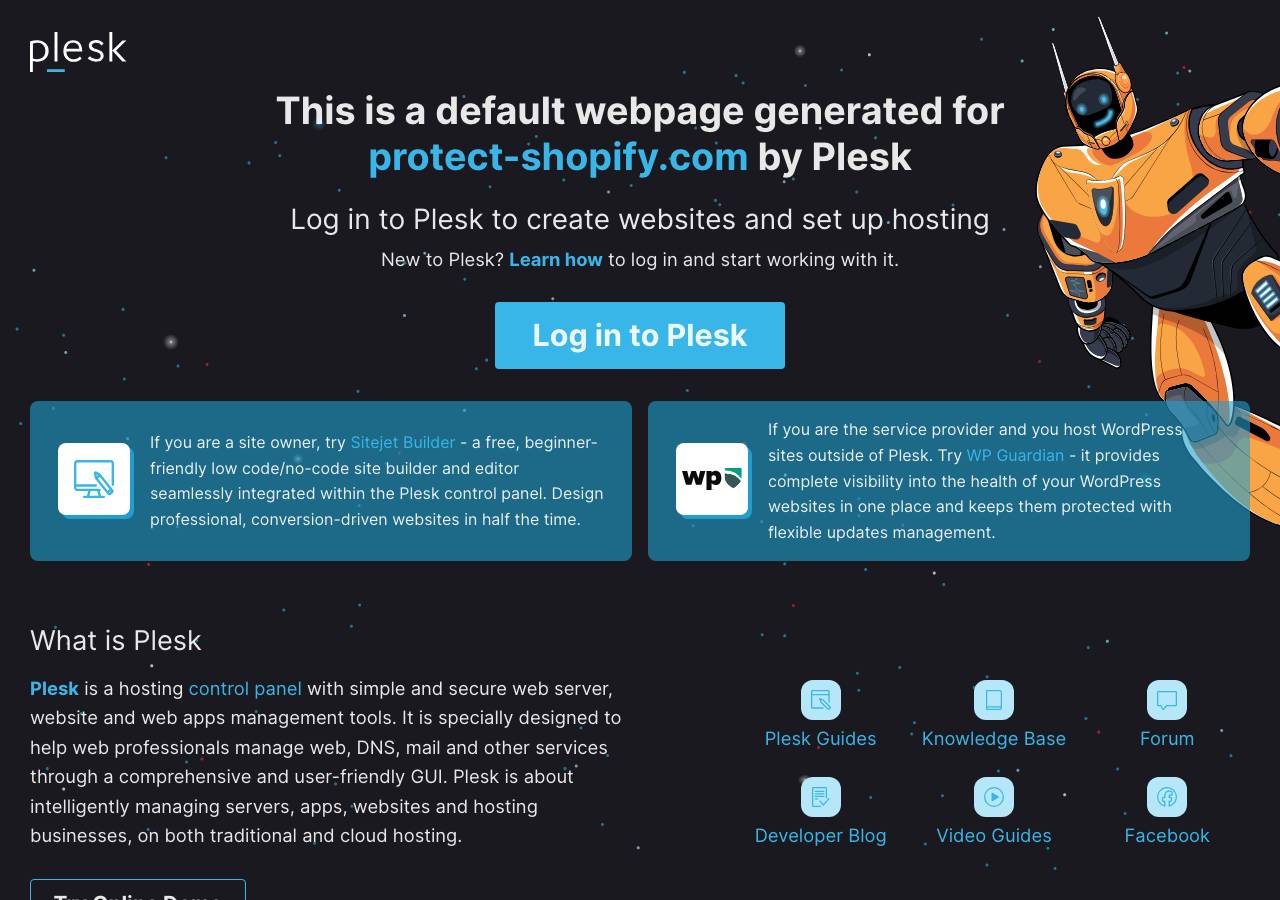 Screenshot of protect-shopify.com taken by the zone census on 2026-09-02