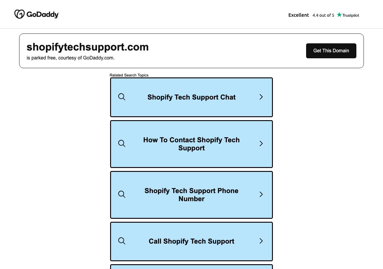 Screenshot of shopifytechsupport.com taken by the zone census on 2026-09-02