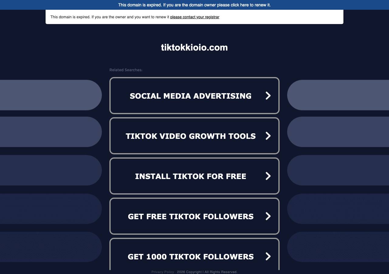 Screenshot of tiktokkioio.com taken by the zone census on 2026-09-02