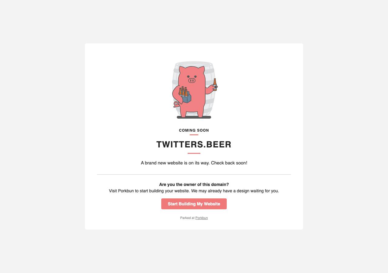 Screenshot of twitters.beer taken by the zone census on 2026-09-02