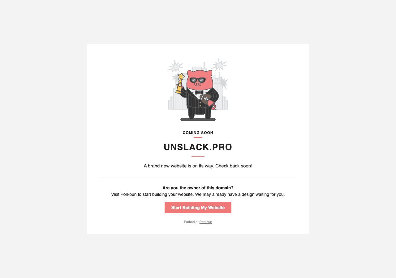 Screenshot of unslack.pro taken by the zone census on 2026-09-02