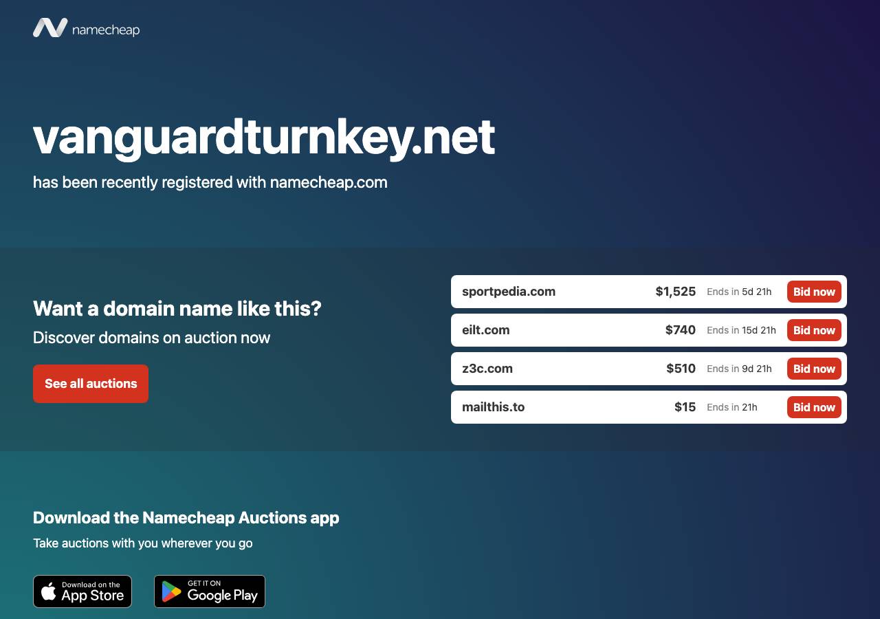 Screenshot of vanguardturnkey.net taken by the zone census on 2026-09-02