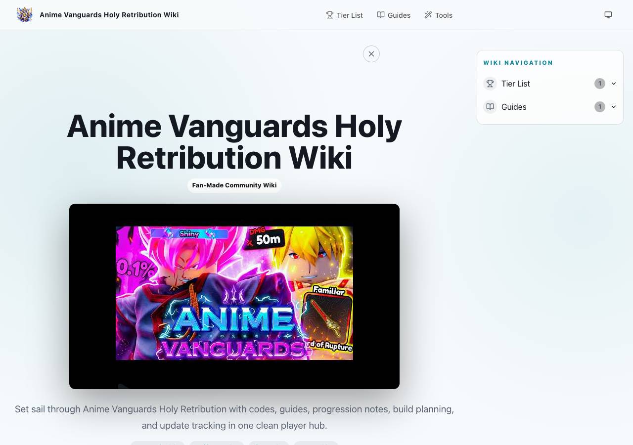Screenshot of anime-vanguards-holy-retribution.wiki taken by the zone census on 2026-09-03