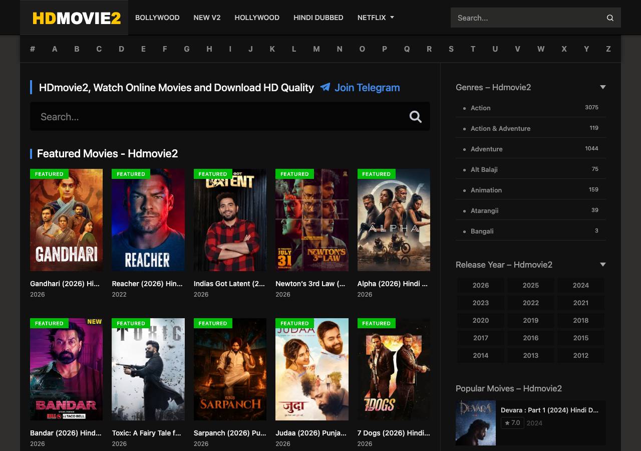 Screenshot of hdmovie2a.sbs taken by the zone census on 2026-09-03