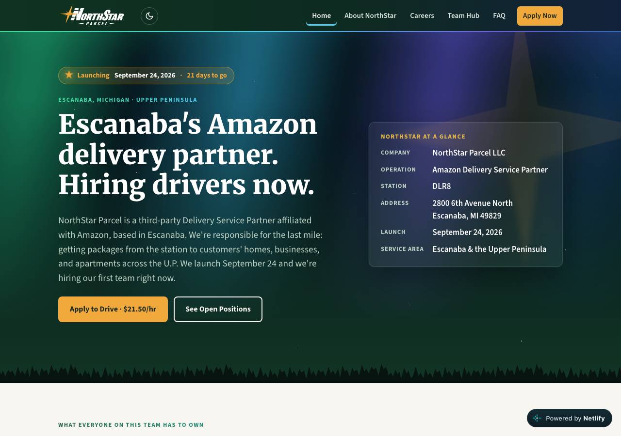 Screenshot of northstarparcel.com taken by the zone census on 2026-09-03