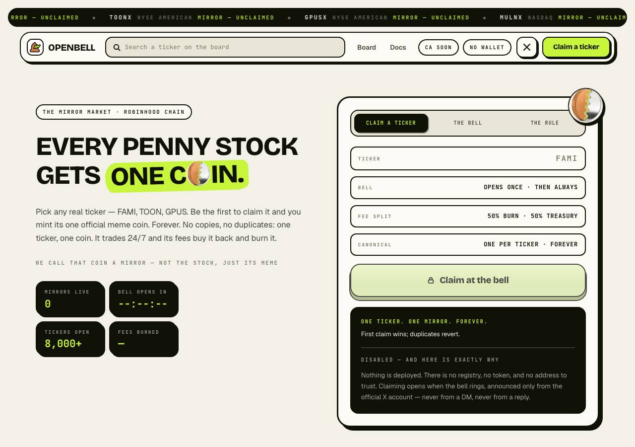 Screenshot of openbell.fun taken by the zone census on 2026-09-03