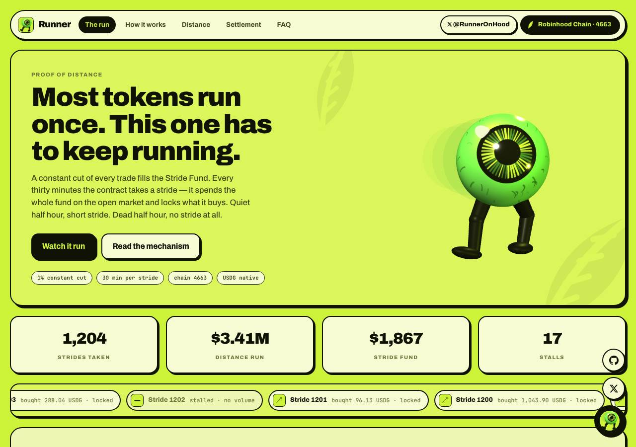Screenshot of runneronhood.fun taken by the zone census on 2026-09-03