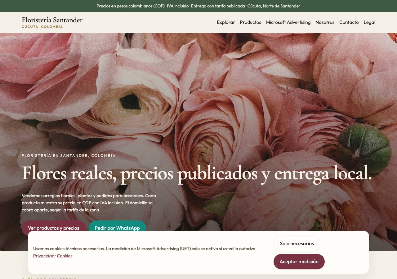 Screenshot of floristeriasantander.shop taken by the zone census on 2026-09-04