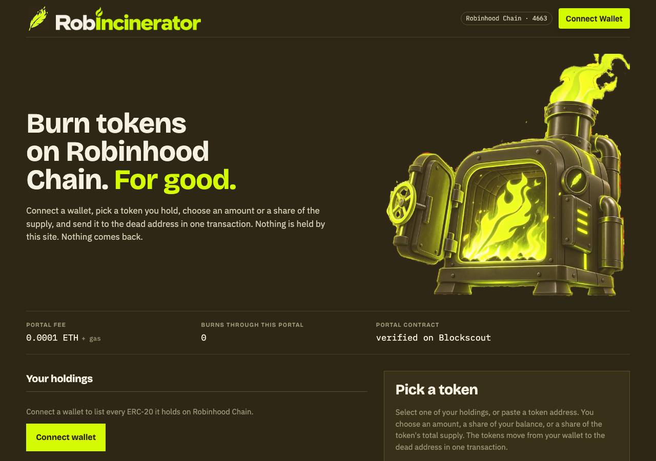 Screenshot of robincinerator.xyz taken by the zone census on 2026-09-04
