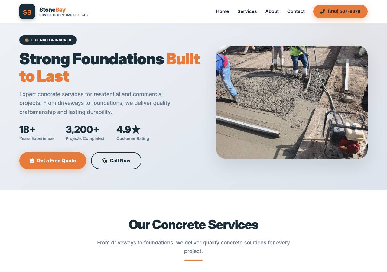Screenshot of stonebayconcretecontractorlomita.xyz taken by the zone census on 2026-09-04
