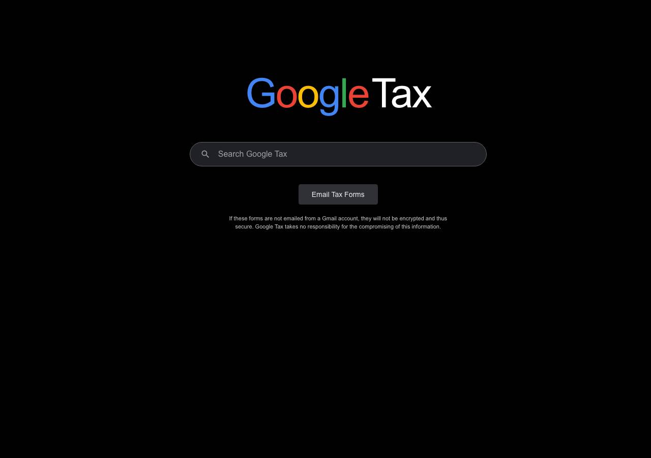 Screenshot of taxgoogle.org taken by the zone census on 2026-09-04