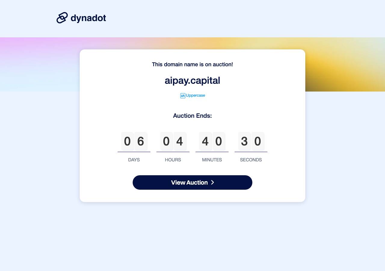 Screenshot of aipay.capital taken by the zone census on 2026-09-05