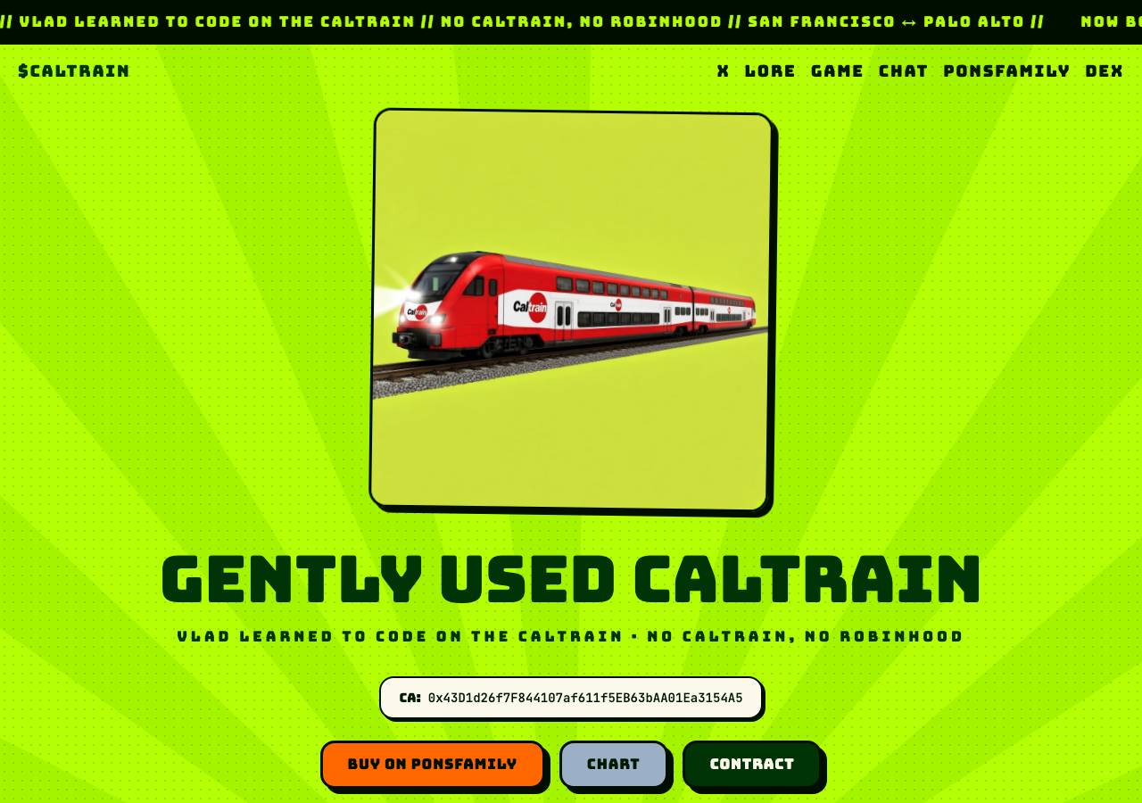 Screenshot of caltrain.fun taken by the zone census on 2026-09-05
