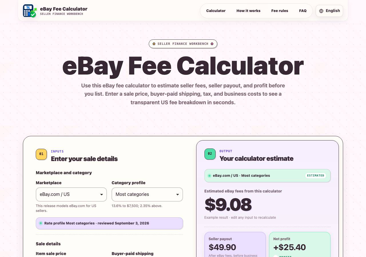 Screenshot of ebayfeecalculator.wiki taken by the zone census on 2026-09-05