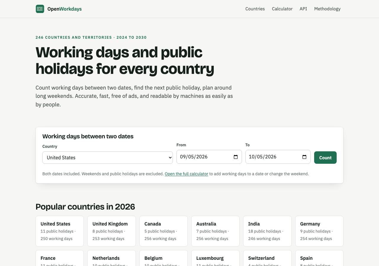 Screenshot of openworkdays.com taken by the zone census on 2026-09-05