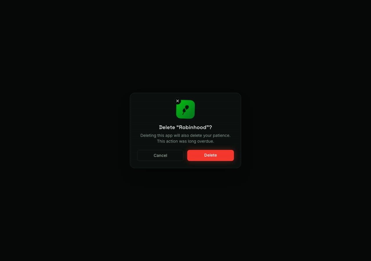 Screenshot of deleterobinhood.fun taken by the zone census on 2026-09-06