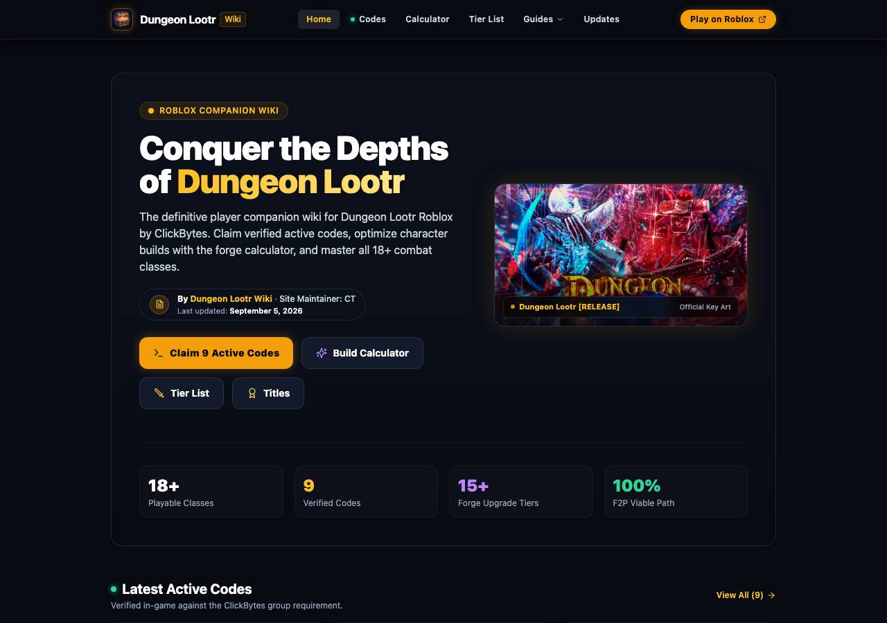 Screenshot of dungeonlootr-roblox.wiki taken by the zone census on 2026-09-06