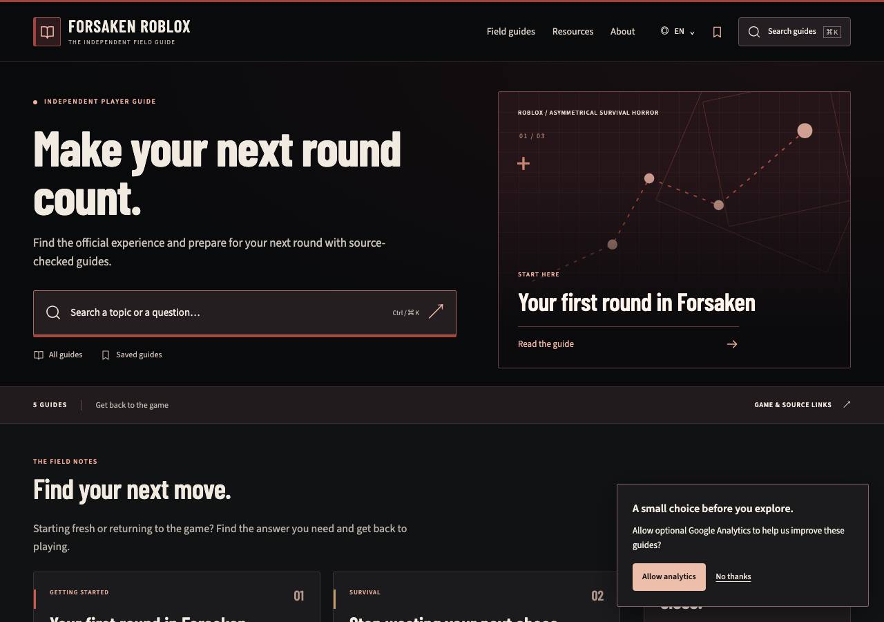 Screenshot of forsakenroblox.wiki taken by the zone census on 2026-09-06
