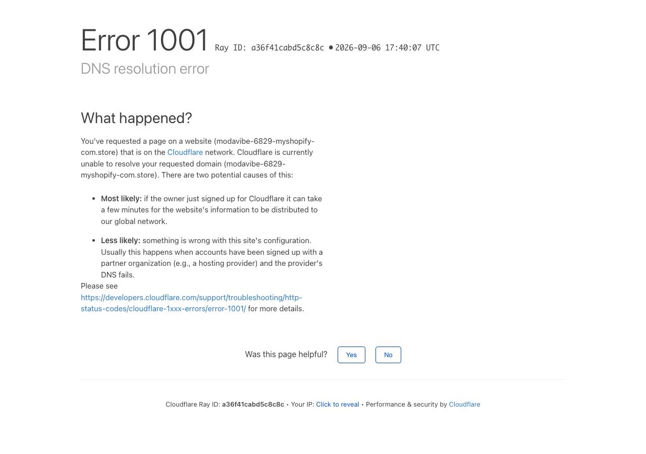 Screenshot of modavibe-6829-myshopify-com.store taken by the zone census on 2026-09-06