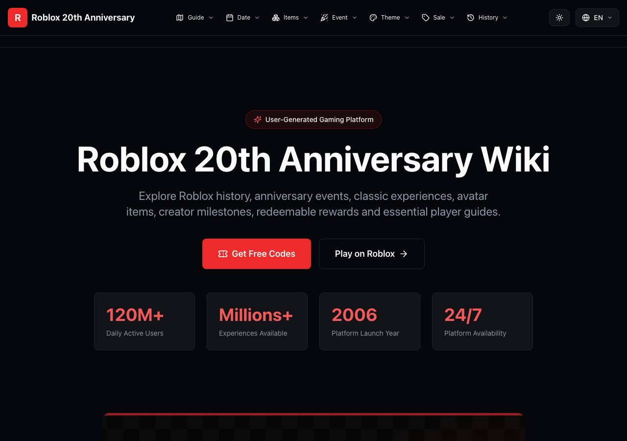 Screenshot of roblox20thanniversary.online taken by the zone census on 2026-09-06