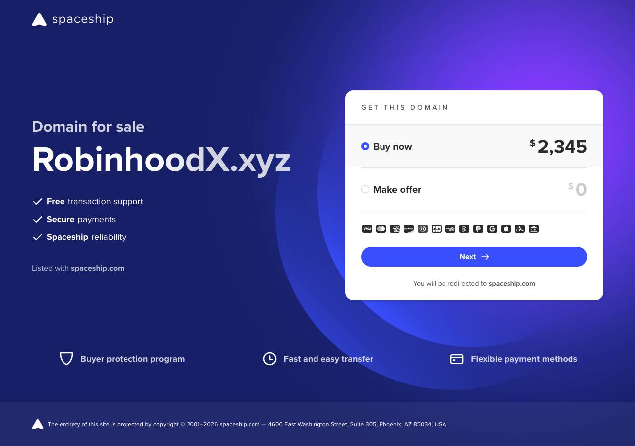 Screenshot of robinhoodx.xyz taken by the zone census on 2026-09-08