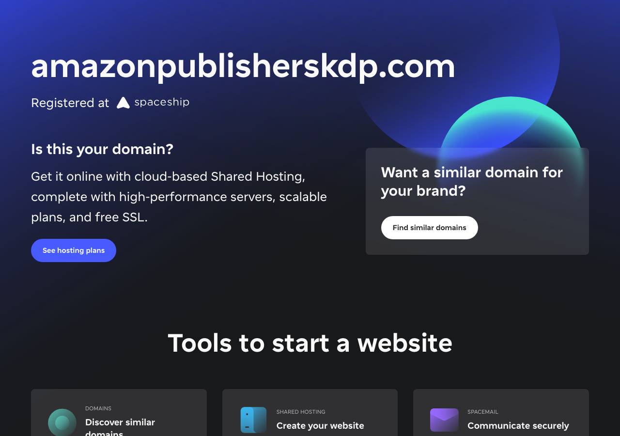 Screenshot of amazonpublisherskdp.com taken by the zone census on 2026-09-09