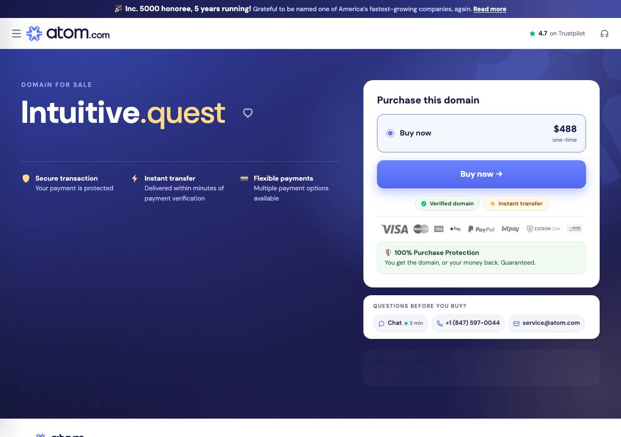 Screenshot of intuitive.quest taken by the zone census on 2026-09-09