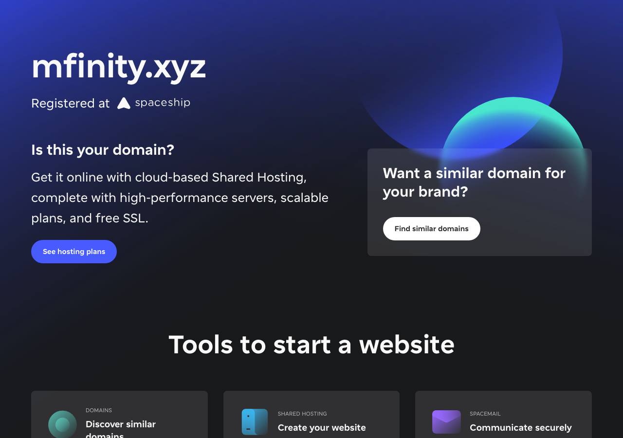 Screenshot of mfinity.xyz taken by the zone census on 2026-09-09