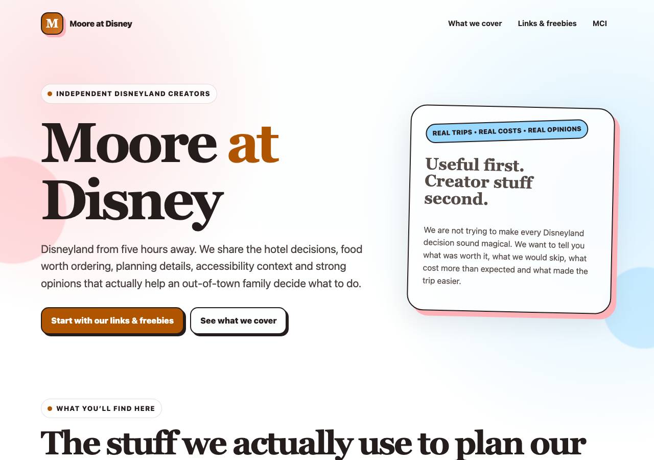 Screenshot of mooreatdisney.com taken by the zone census on 2026-09-09
