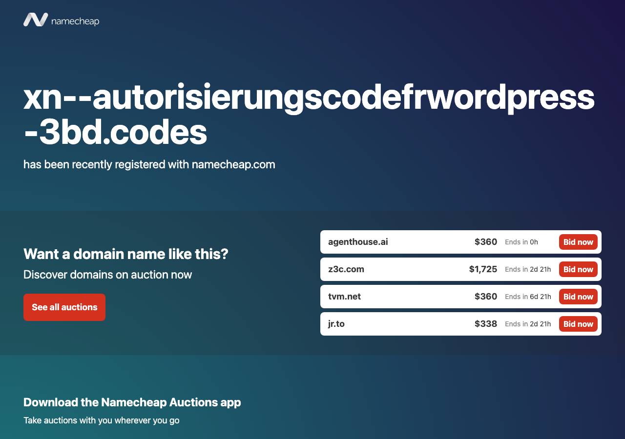 Screenshot of xn--autorisierungscodefrwordpress-3bd.codes taken by the zone census on 2026-09-09