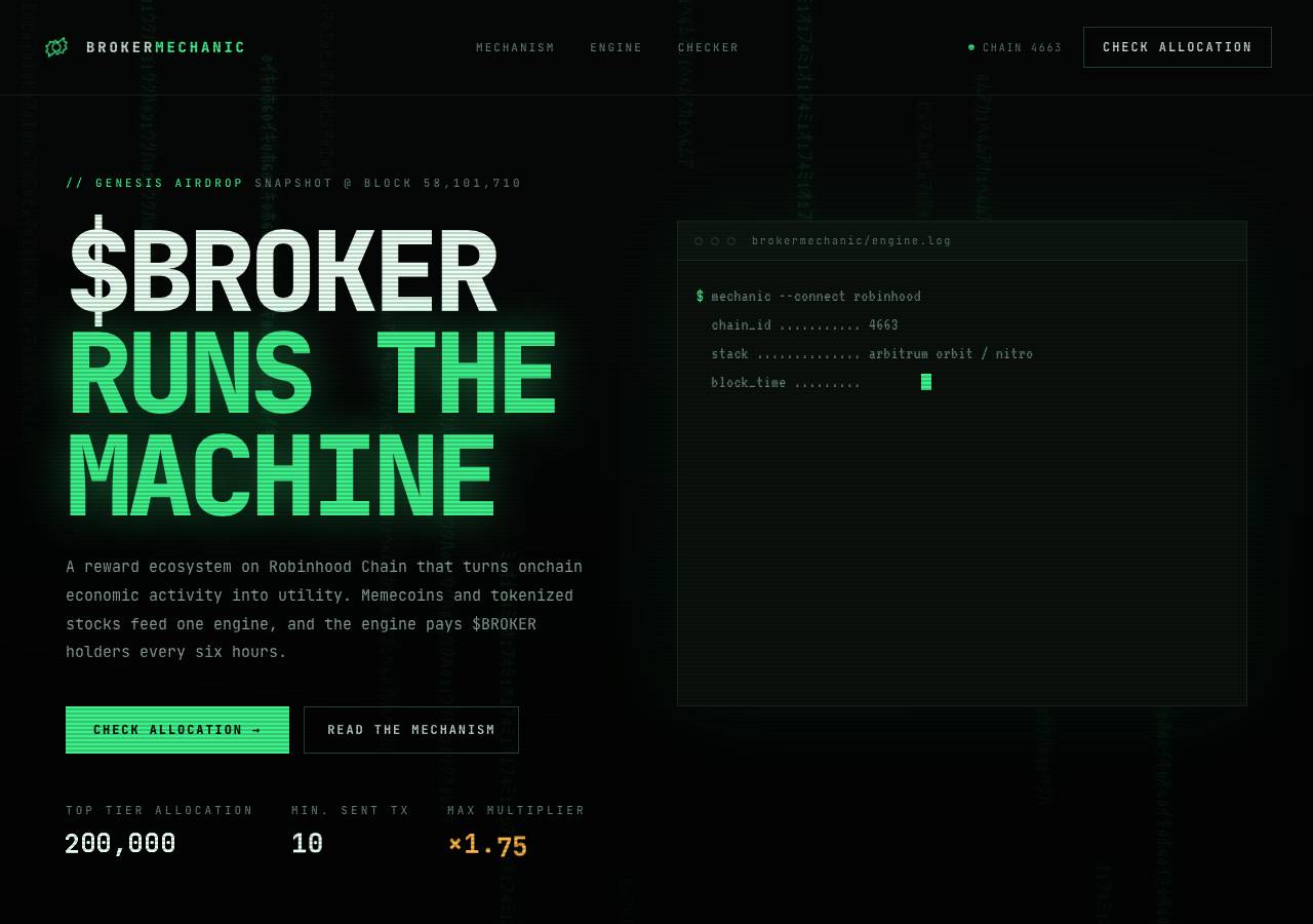 Screenshot of brokermechanic.fun taken by the zone census on 2026-09-10