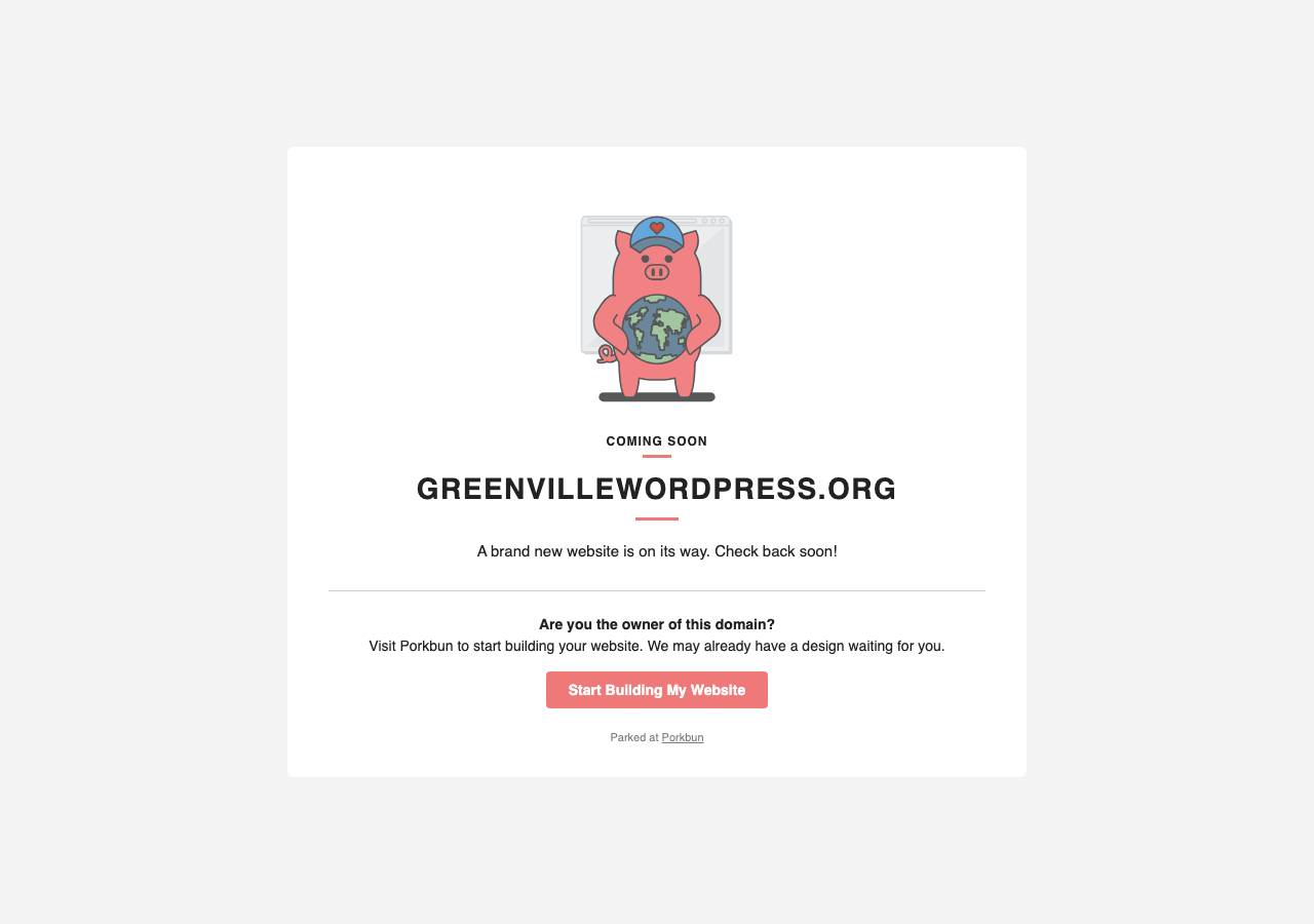Screenshot of greenvillewordpress.org taken by the zone census on 2026-09-10