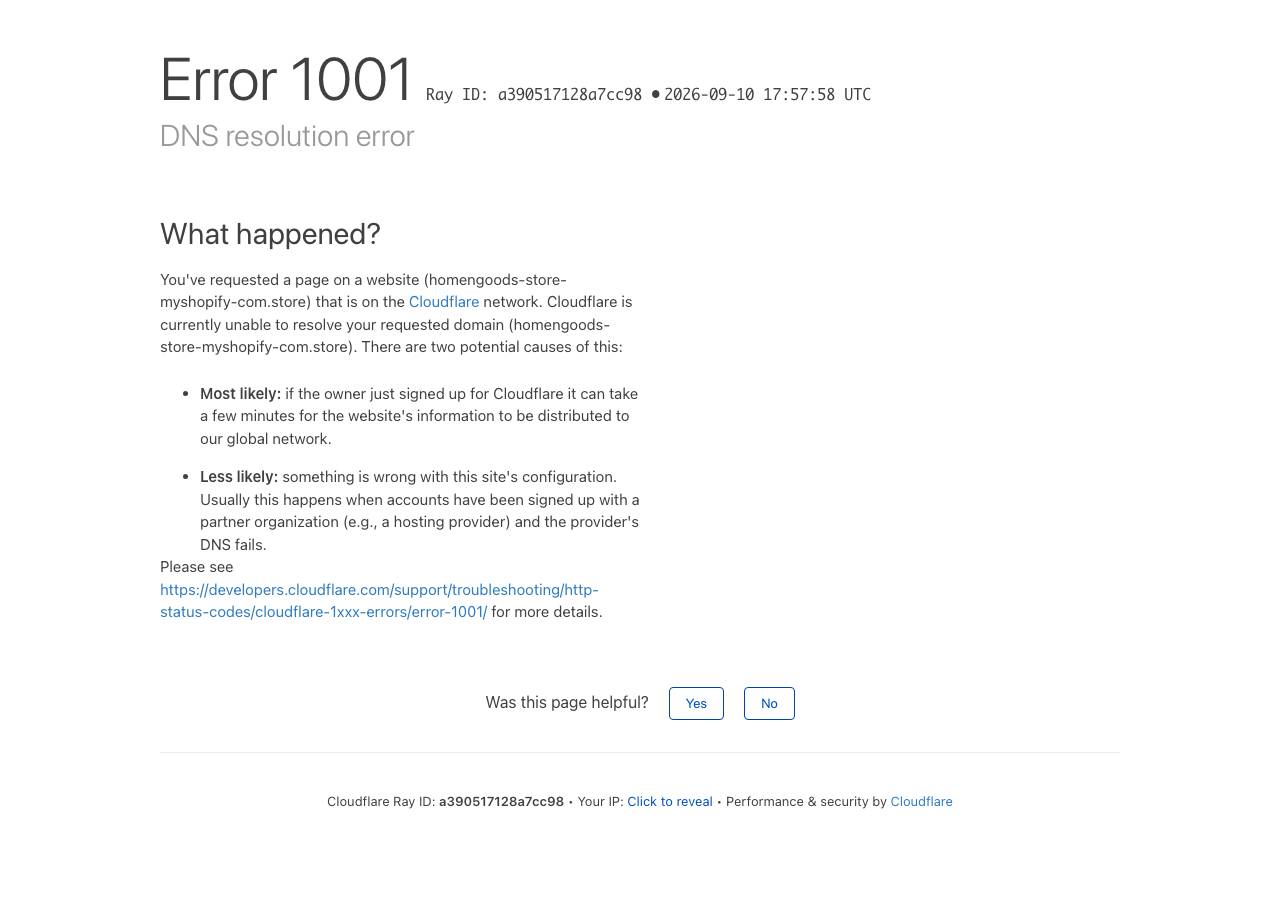 Screenshot of homengoods-store-myshopify-com.store taken by the zone census on 2026-09-10