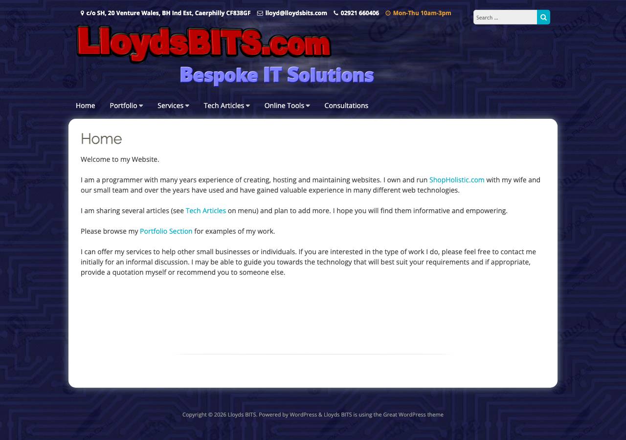 Screenshot of lloydsbits.info taken by the zone census on 2026-09-10