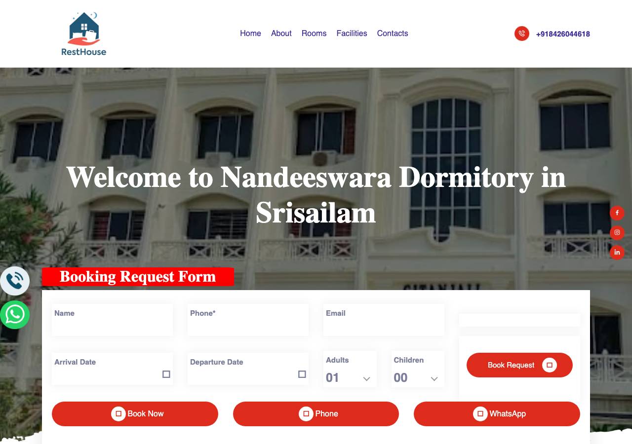 Screenshot of nandeeswaradormitorysrisailam.icu taken by the zone census on 2026-09-10