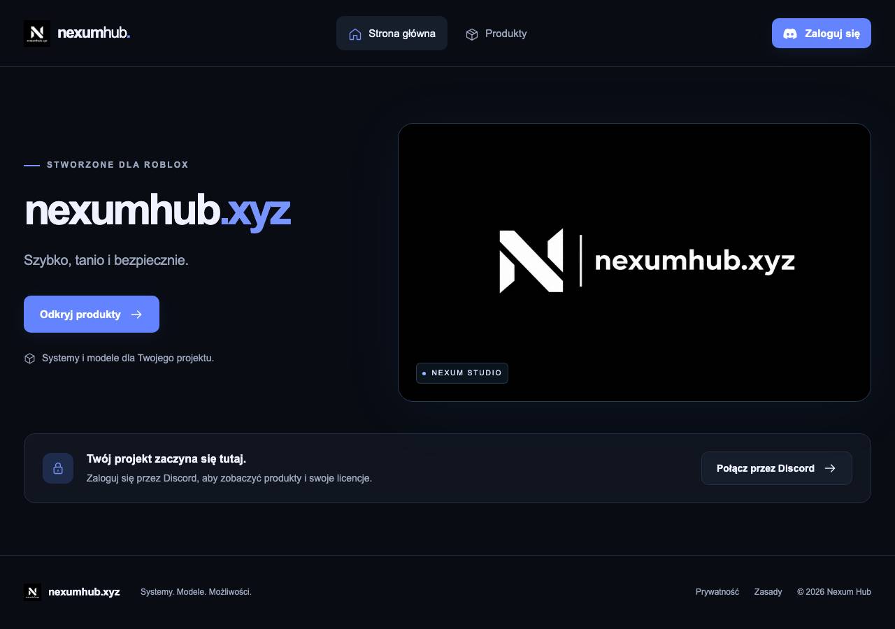 Screenshot of nexumhub.xyz taken by the zone census on 2026-09-10