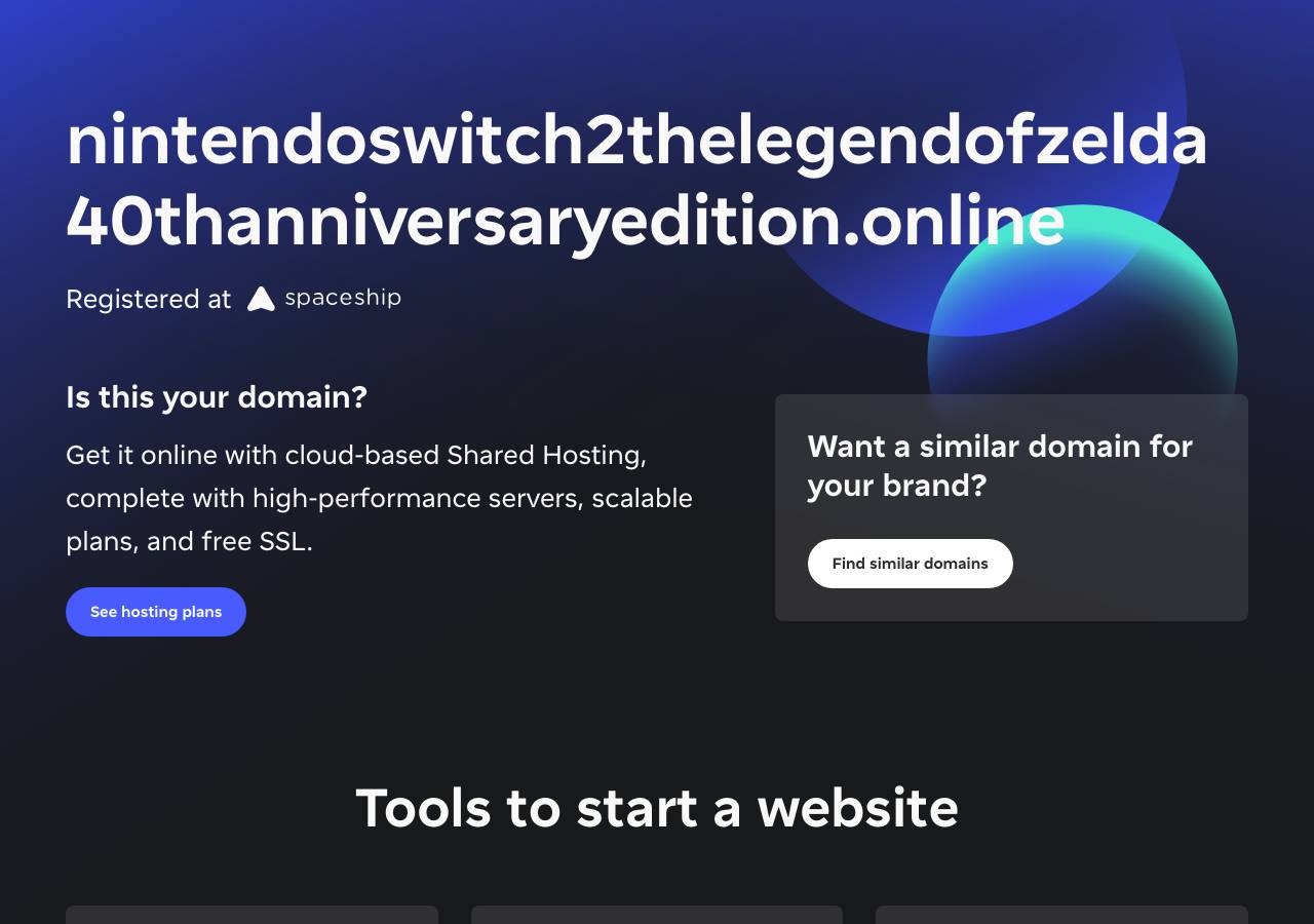Screenshot of nintendoswitch2thelegendofzelda40thanniversaryedition.online taken by the zone census on 2026-09-10