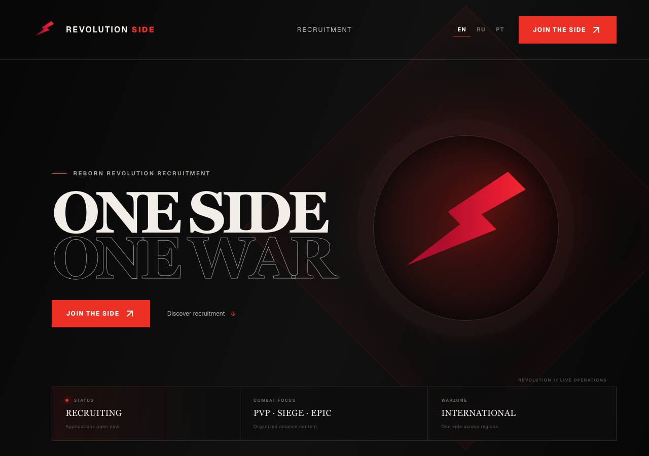 Screenshot of revolutionside.org taken by the zone census on 2026-09-10