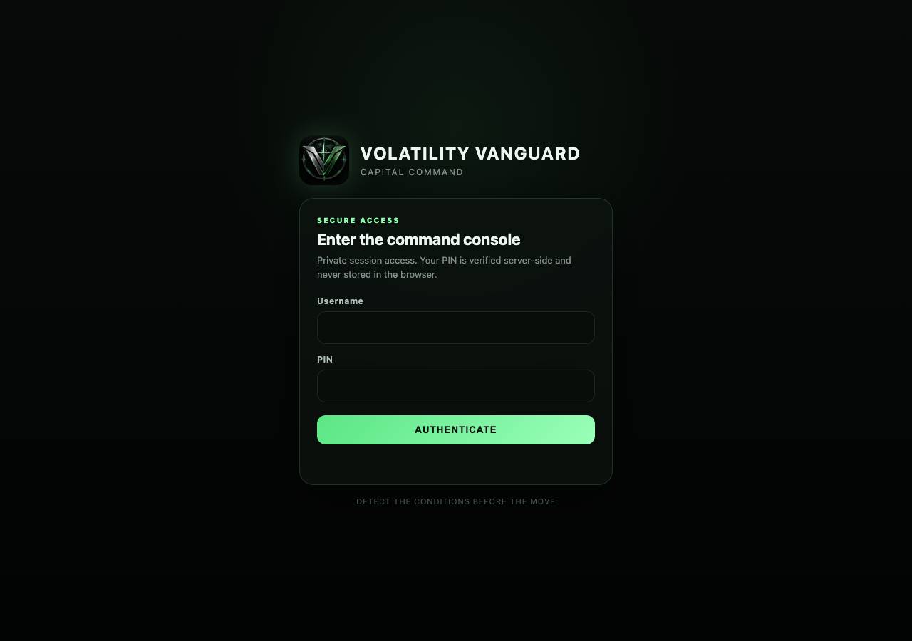 Screenshot of volatilityvanguard.app taken by the zone census on 2026-09-10