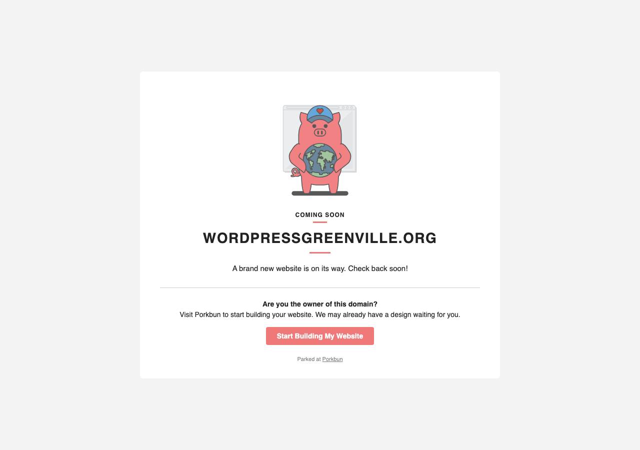 Screenshot of wordpressgreenville.org taken by the zone census on 2026-09-10