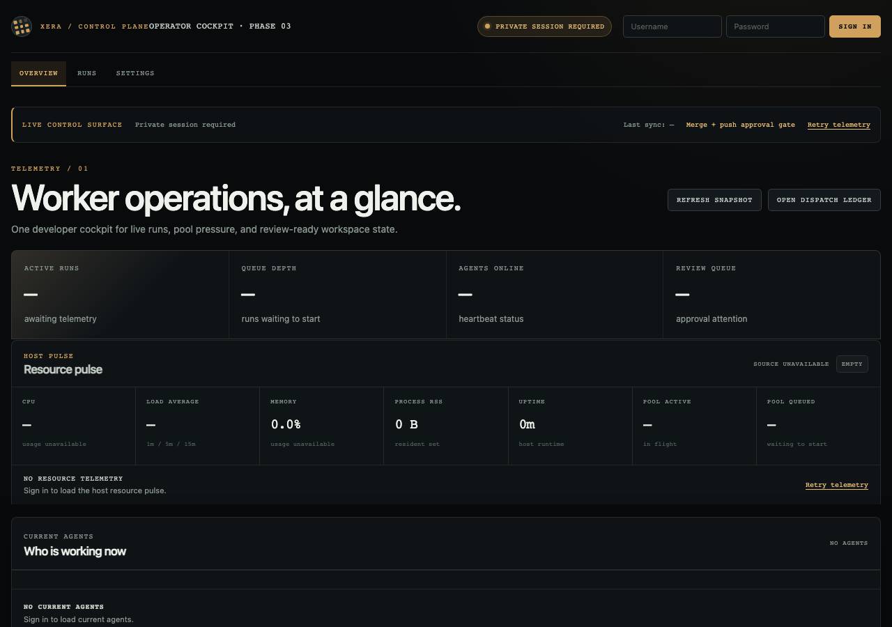 Screenshot of xera.work taken by the zone census on 2026-09-10