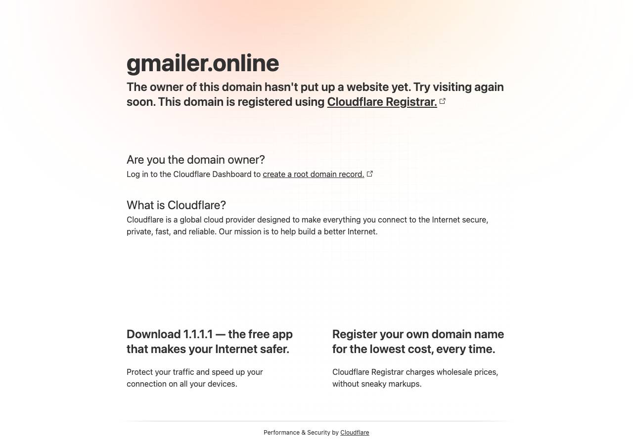 Screenshot of gmailer.online taken by the zone census on 2026-09-12