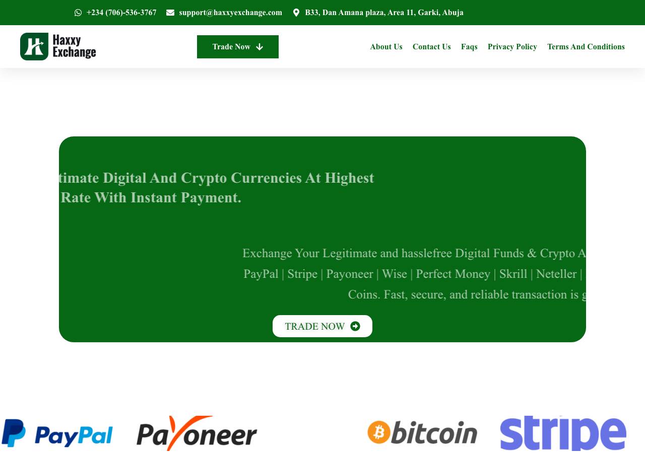 Screenshot of haxxyexchange.com taken by the zone census on 2026-09-12