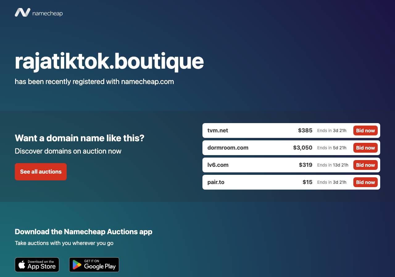 Screenshot of rajatiktok.boutique taken by the zone census on 2026-09-12