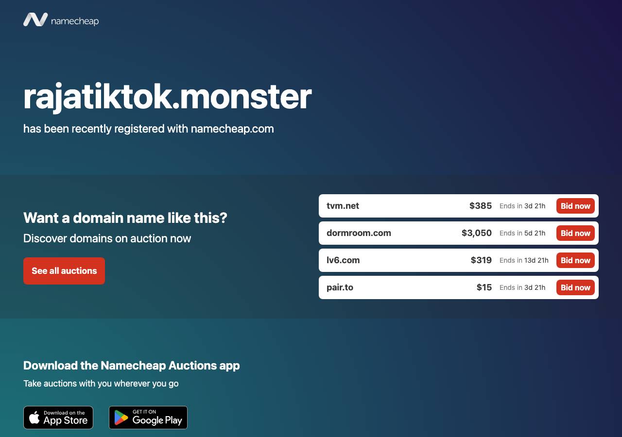 Screenshot of rajatiktok.monster taken by the zone census on 2026-09-12