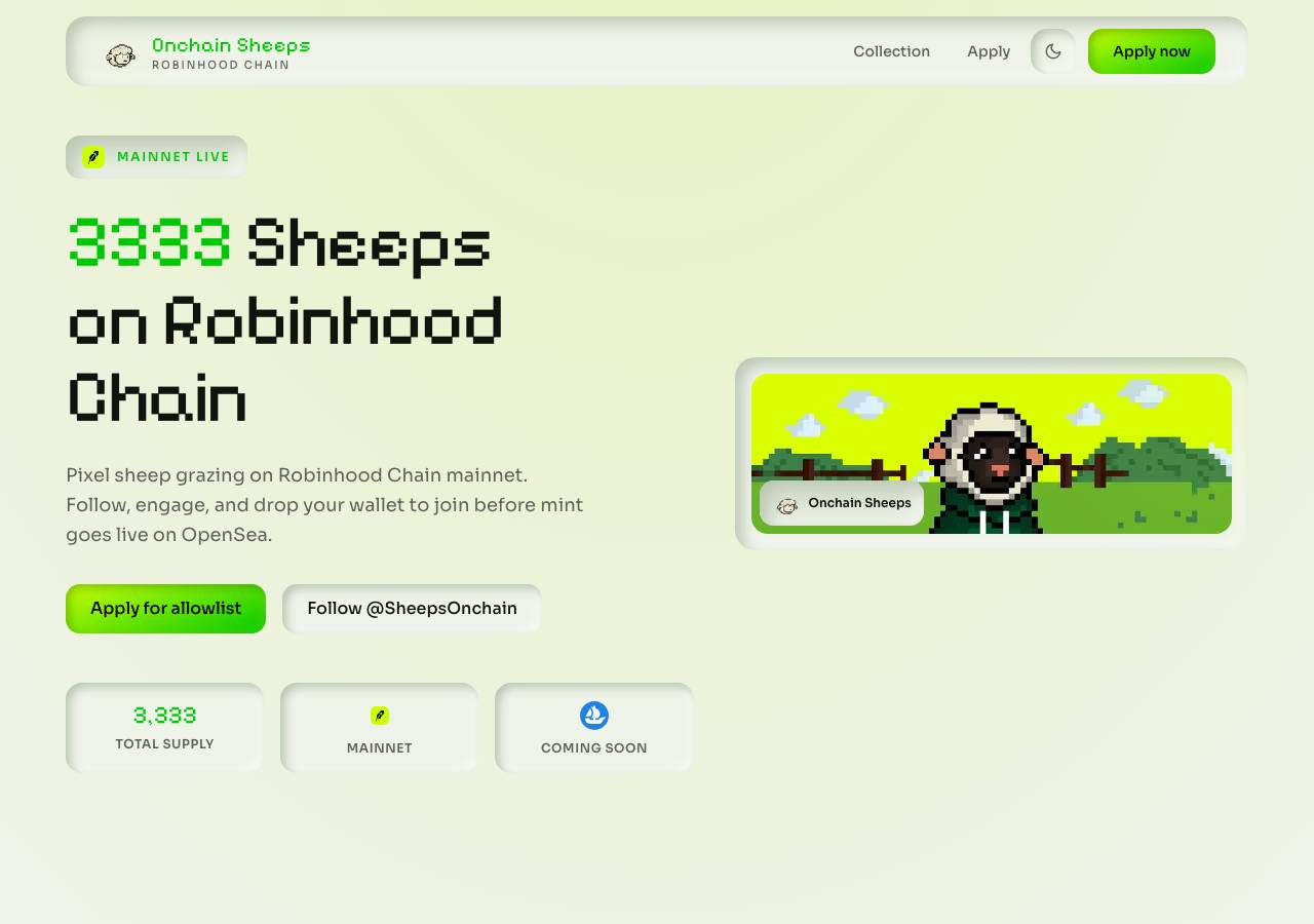 Screenshot of sheepsonchain.xyz taken by the zone census on 2026-09-12