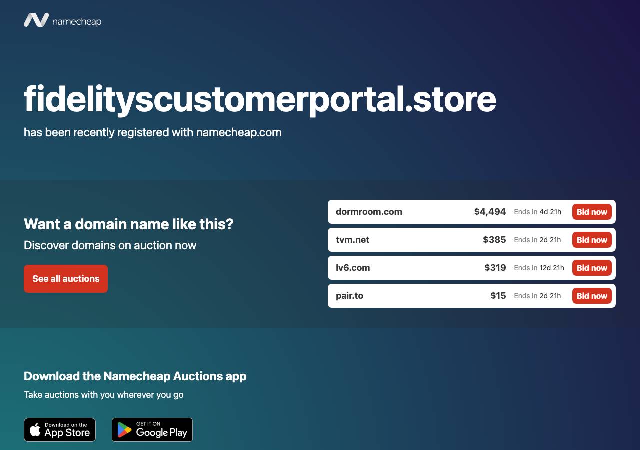 Screenshot of fidelityscustomerportal.store taken by the zone census on 2026-09-13