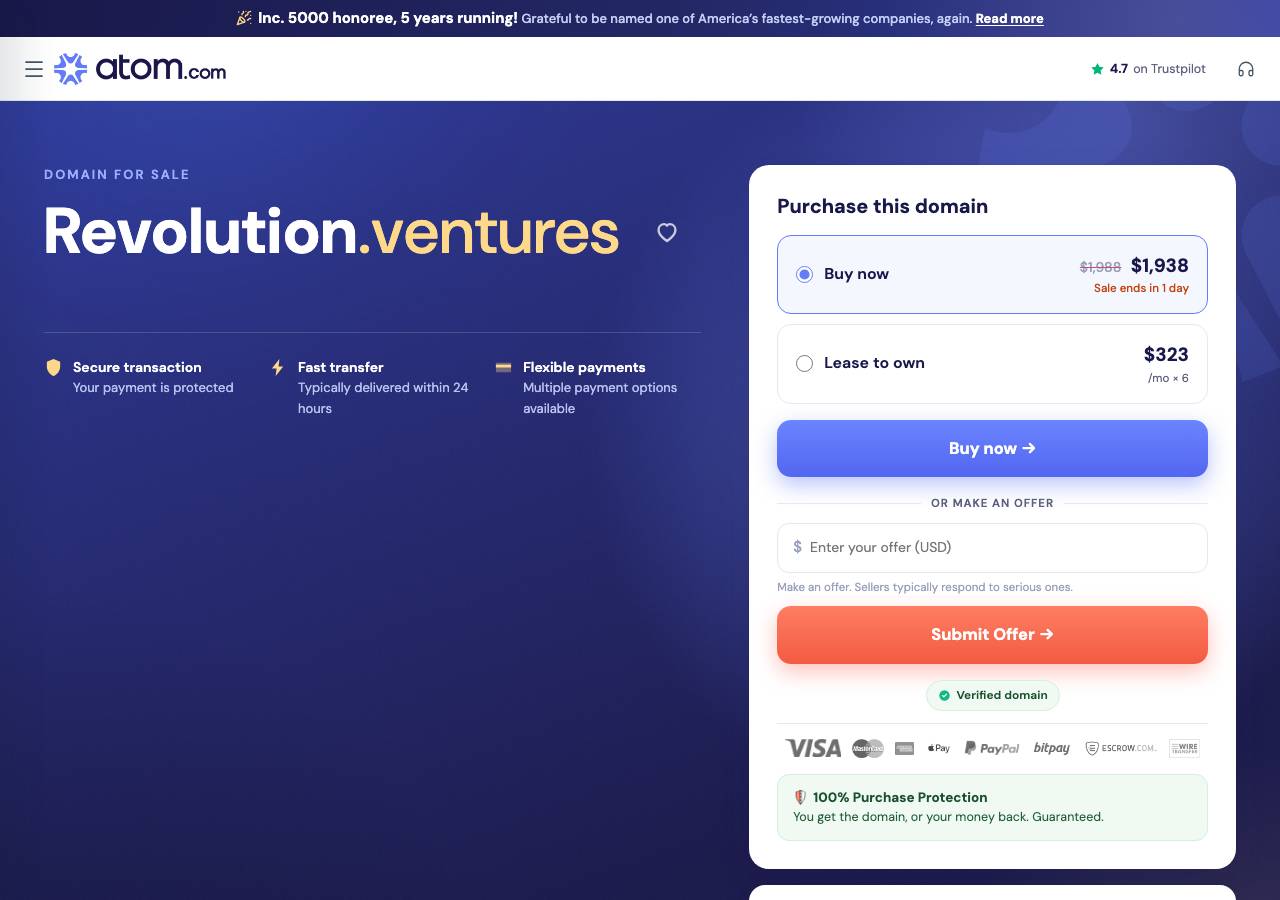 Screenshot of revolution.ventures taken by the zone census on 2026-09-13